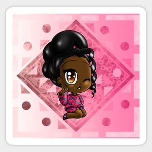 African American Girl and Geometric Patterns Sticker